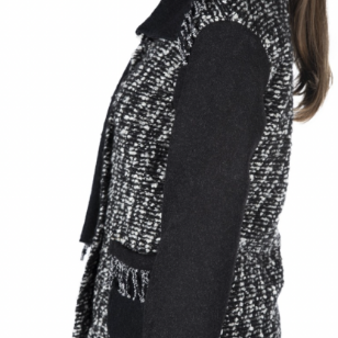 Veste cardigan en maille et laine noir et blanc 